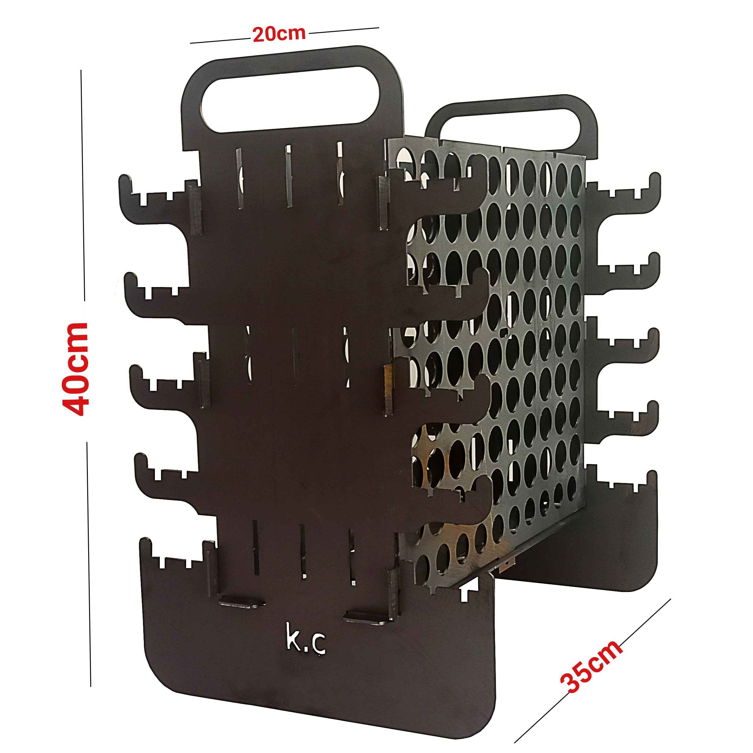 Vertikaler Holzkohlegrill Mangal für Kebab – Tragbar für 10 Spieße