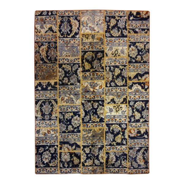 Vintage persischer handgeknüpfter Patchwork-Teppich schwarz