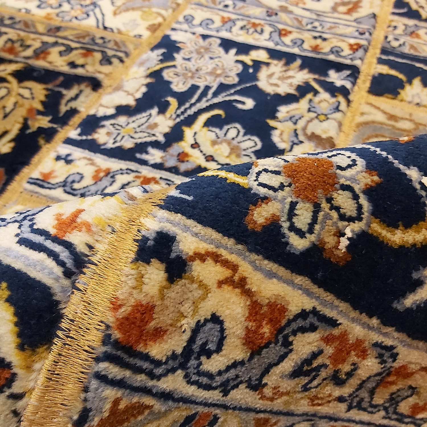 Vintage persischer handgeknüpfter Patchwork-Teppich schwarz