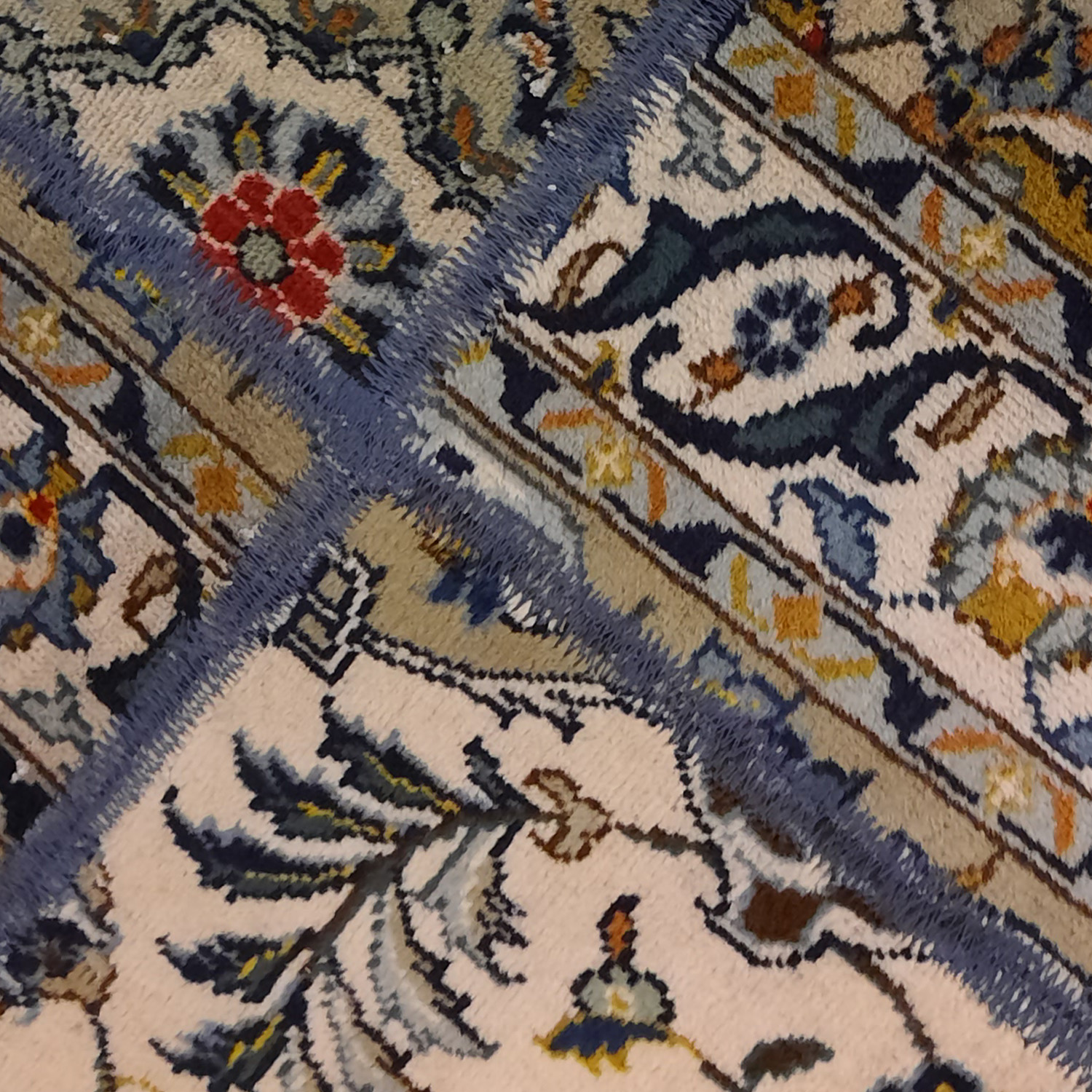 Vintage persischer handgeknüpfter Patchwork-Teppich geometrisch