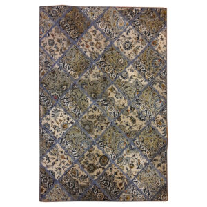 Vintage persischer handgeknüpfter Patchwork-Teppich geometrisch