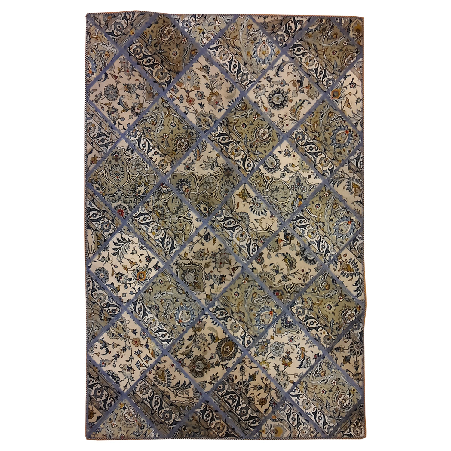 Vintage persischer handgeknüpfter Patchwork-Teppich geometrisch