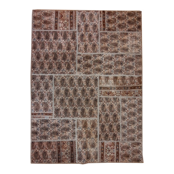 Vintage persischer handgeknüpfter Patchwork-Teppich geometrisch paisley