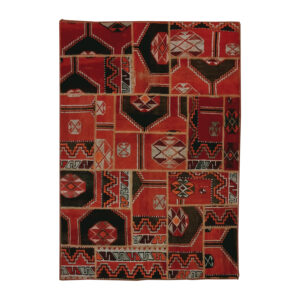 Vintage persischer handgeknüpfter Patchwork-Teppich geometrisch rot
