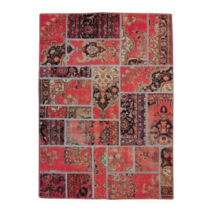 Vintage persischer handgeknüpfter Patchwork-Teppich magenta