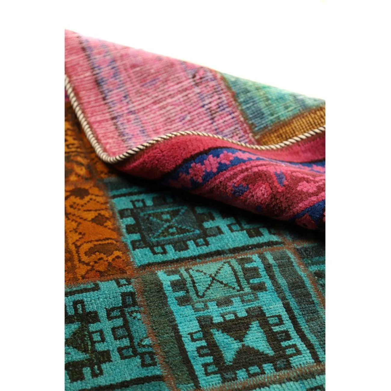 Antiker persischer, handgeknüpfter Patchwork-Teppich in Rosa