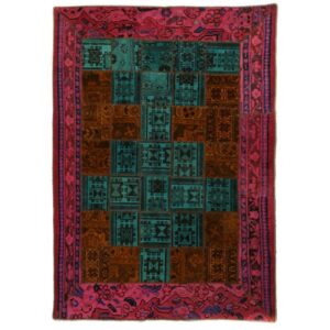 Vintage persischer handgeknüpfter Patchwork-Teppich pink