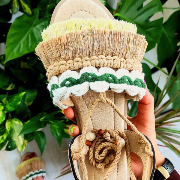 Macrame Slingback Sandalen für Damen Handgemacht Modell Art