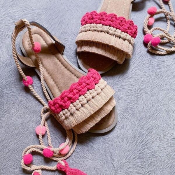 Macrame Slingback Sandalen für Damen Handgemacht Modell Bubble