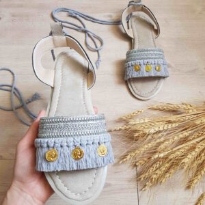 Macrame Slingback Sandalen für Damen Handgemacht Modell Coin