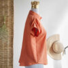 Damen Kurzarm Baumwollhemd Regular Fit in Orange