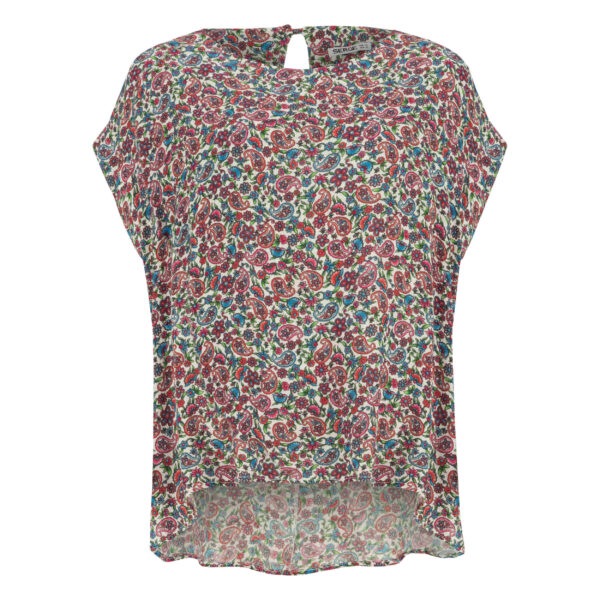 Damen Kurzarm Baumwollhemd Regular Fit mit Paisley- und Blumenmuster