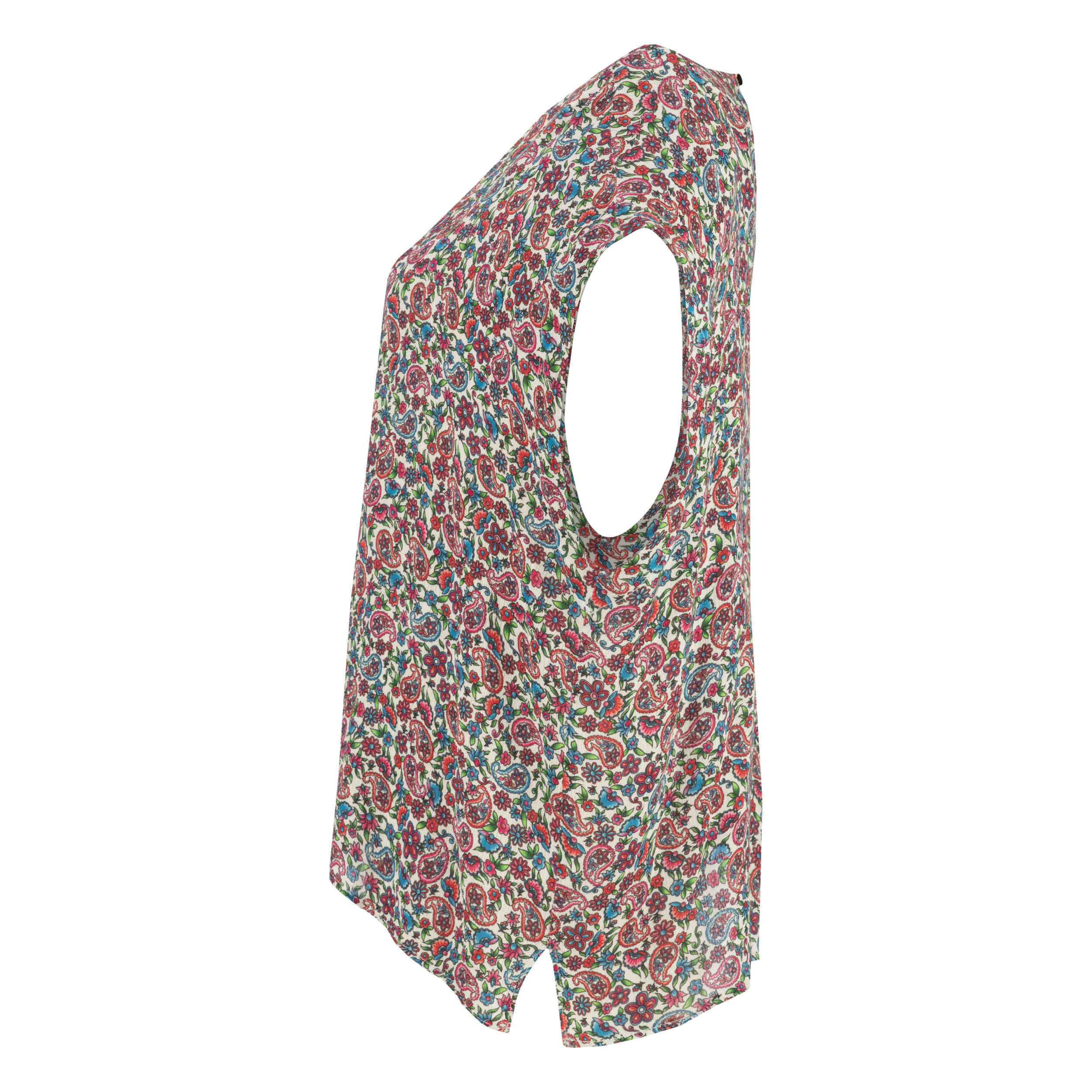 Damen Kurzarm Baumwollhemd Regular Fit mit Paisley- und Blumenmuster