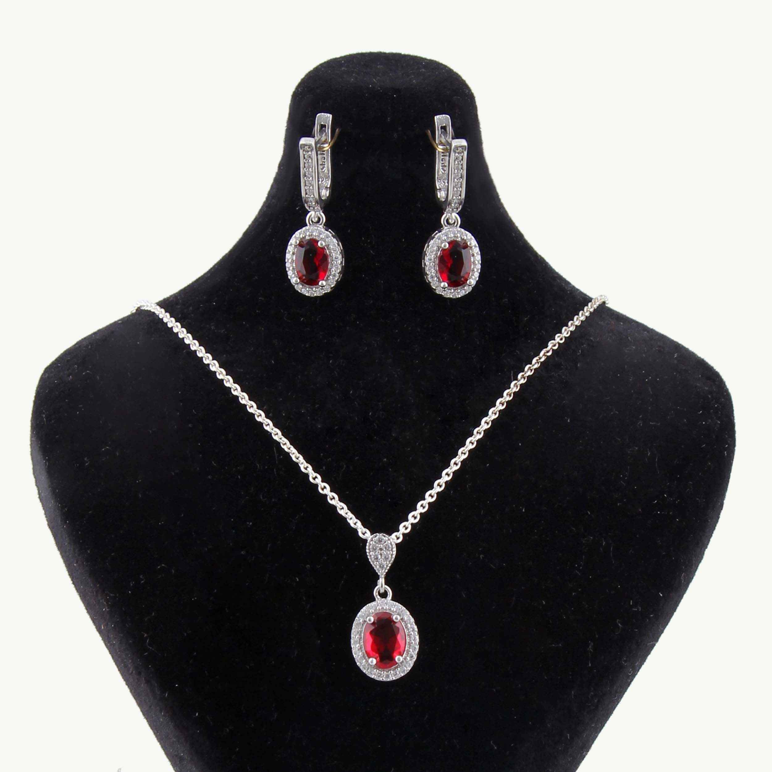 Silber-Schmuckset für Damen mit Rhodium-Beschichtung und Quarz-Gemstone