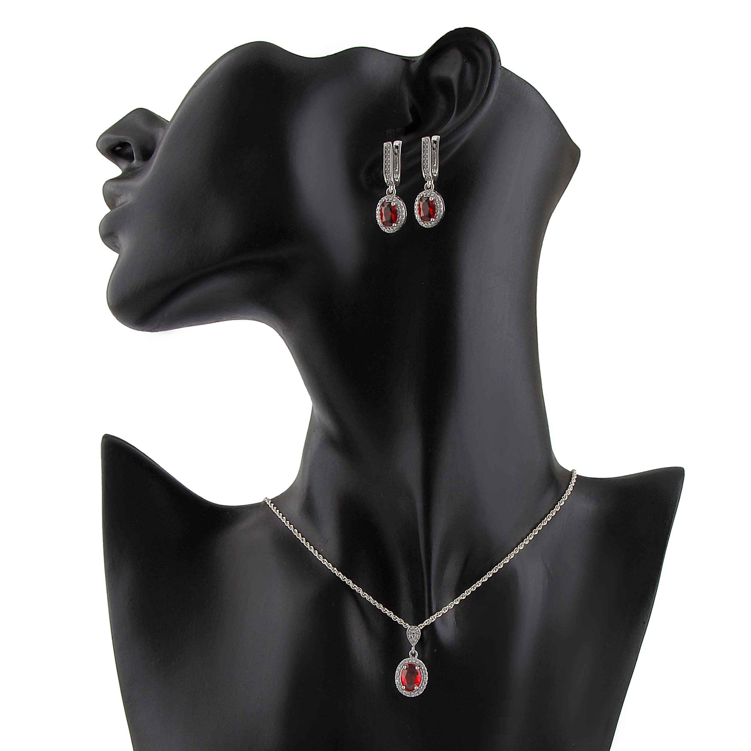 Silber-Schmuckset für Damen mit Rhodium-Beschichtung und Quarz-Gemstone