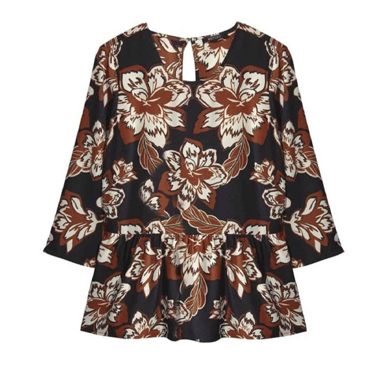 Damenbluse mit Dreiviertelarm und Blumenmuster