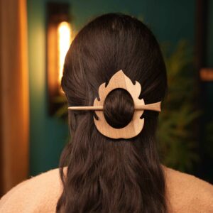 Holz-Haarnadel für Frauen Handgefertigt mit Feuer-Design