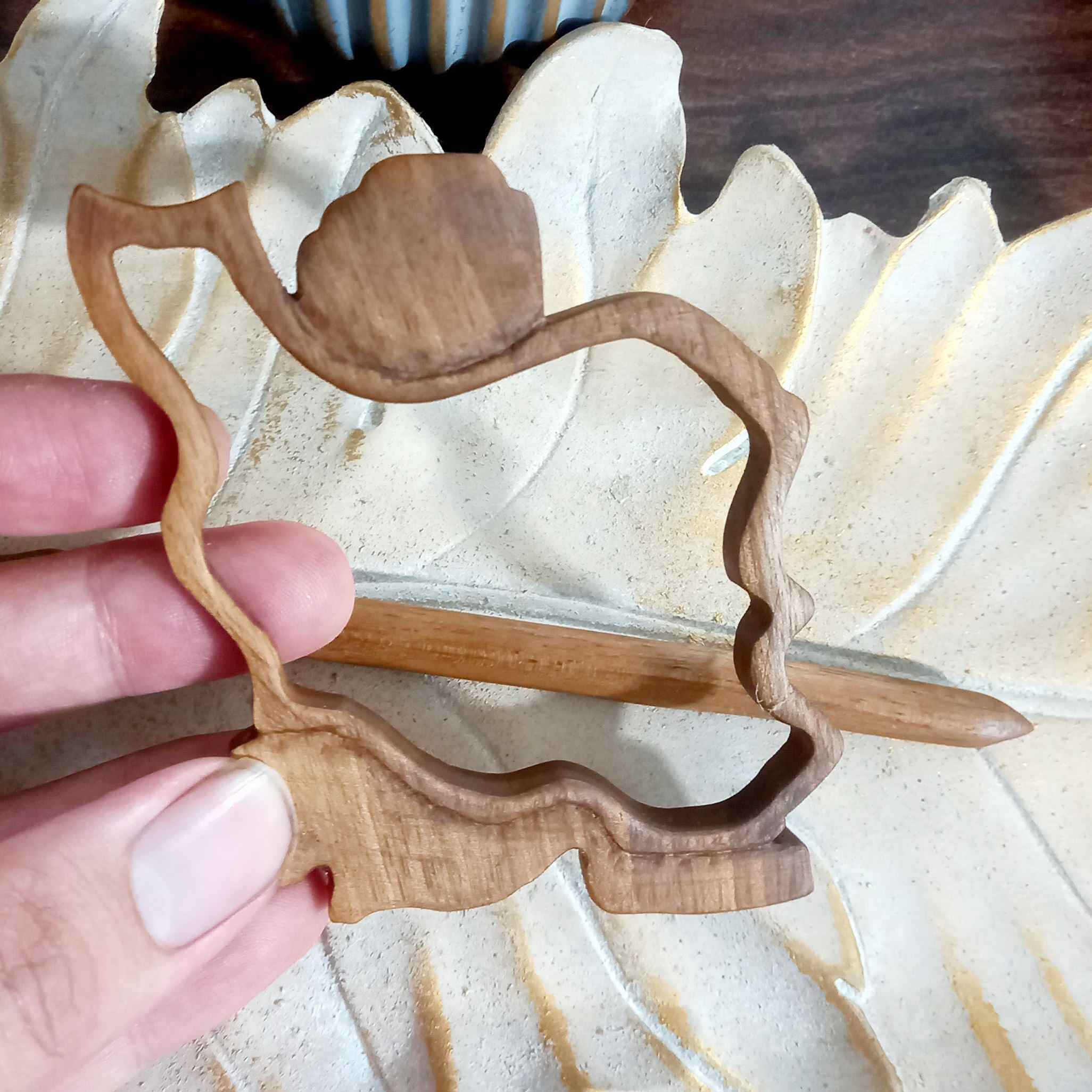 Holz-Haarnadel für Frauen Handgefertigt mit Irans Karten-Design