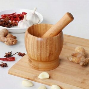 Holzmörser & Stößel Set aus natürlichem Bambusholz