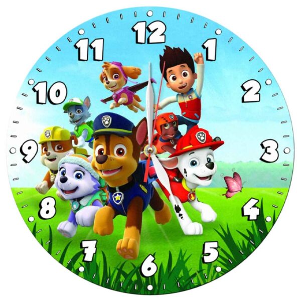 Holzwanduhr für das Kinderzimmer mit PAW Patrol-Design