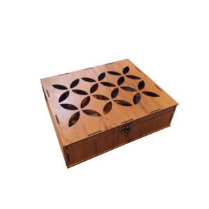 Holz-Teebox-Organizer mit Fächern im geometrischen Design