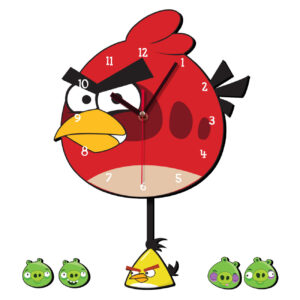 Holzwanduhr für das Kinderzimmer mit Angry Bird-Design
