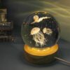3D Kristallkugel Nachttischlampe Qualle Fantasie LED Lampe