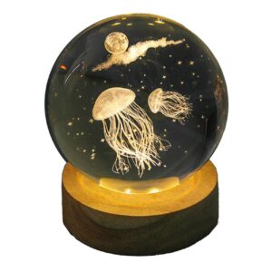 3D Kristallkugel Nachttischlampe Qualle Fantasie LED Lampe
