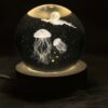 3D Kristallkugel Nachttischlampe Qualle Fantasie LED Lampe