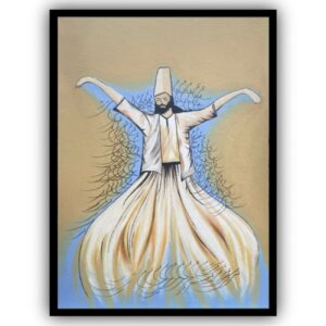 Authentisches Sufi Kunst Ölmalerei Sema Tanz – Original Leinwand Meisterwerk