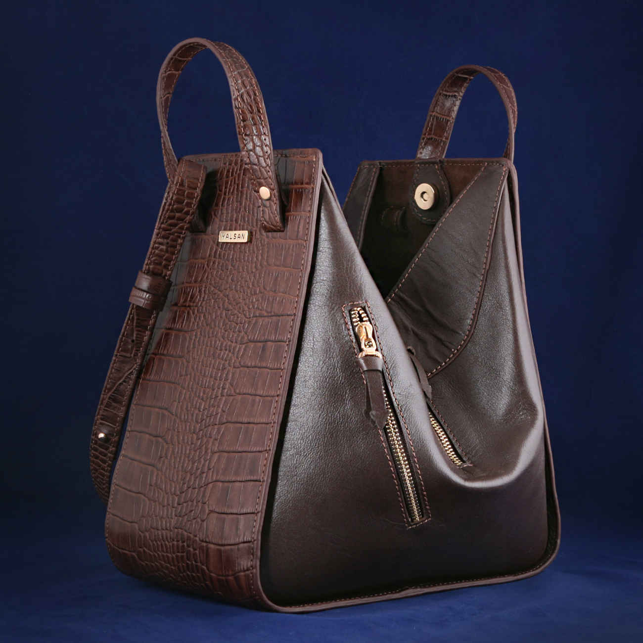 Bauletto Leder Handtasche – Mit Langen Trageriemen in Braun