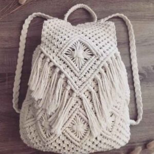 Boho Macramé Rucksack – Handgefertigt für Frauen Modell Tassel