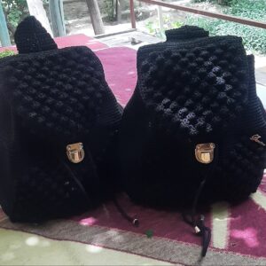 Boho Macrame Rucksack – Handgefertigt für Frauen in Schwarz