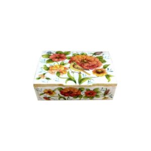 Handgefertigte Knochen-Schmuckbox mit persisch inspiriertem Blumen-Design