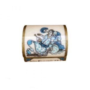 Handgefertigte Knochen-Schmuckbox mit persisch inspiriertem Leyli & Majnoon-Design