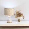 Keramik-Vase Tischlampe mit Trommel-Lampenschirm in Creme