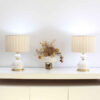 Keramik-Vase Tischlampe mit Trommel-Lampenschirm in Creme