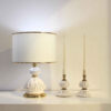 Keramik-Vase Tischlampe mit Trommel-Lampenschirm in Creme