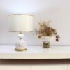 Keramik-Vase Tischlampe mit Trommel-Lampenschirm in Creme