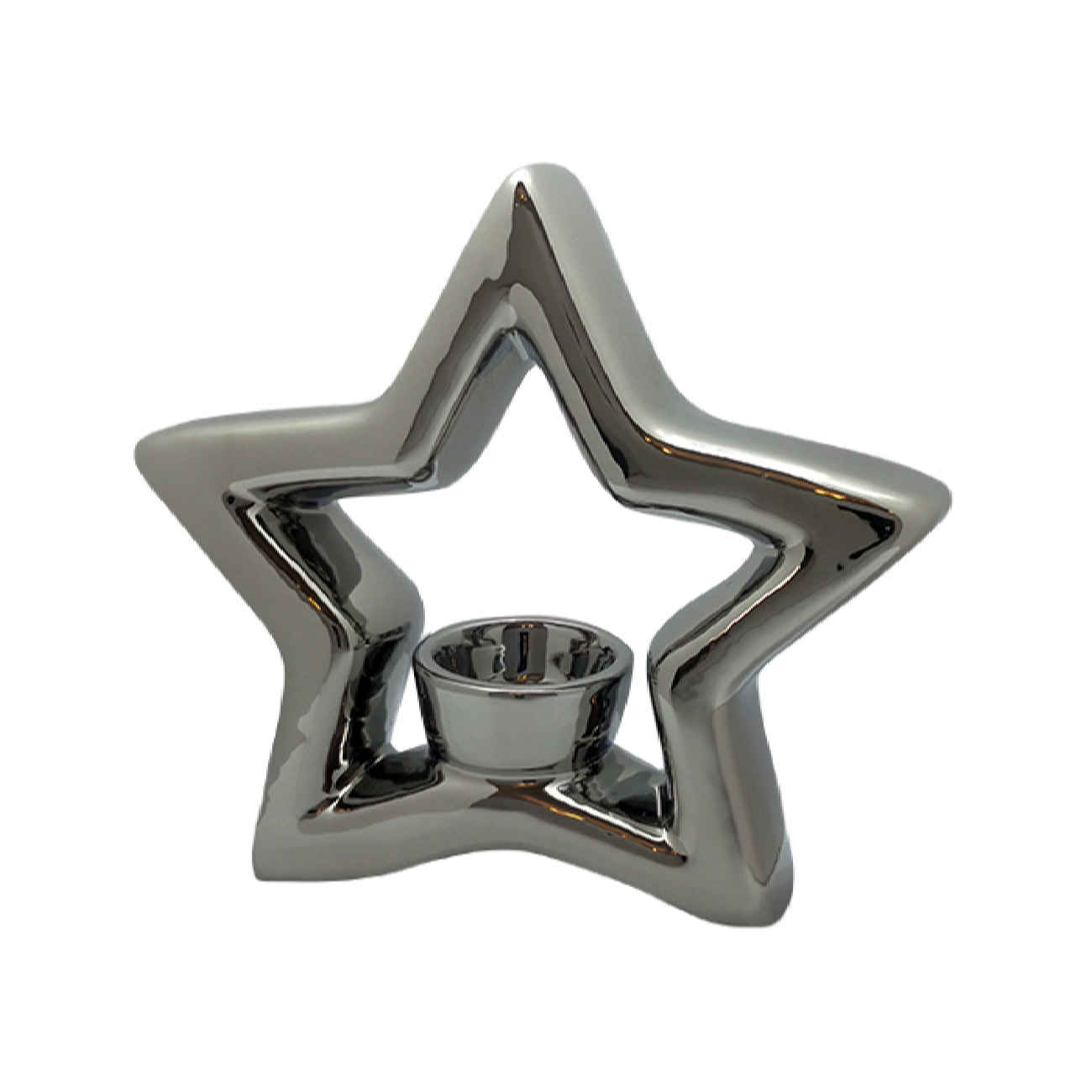 Dekorativer Kerzenhalter aus Keramikskulptur mit Stern-Design