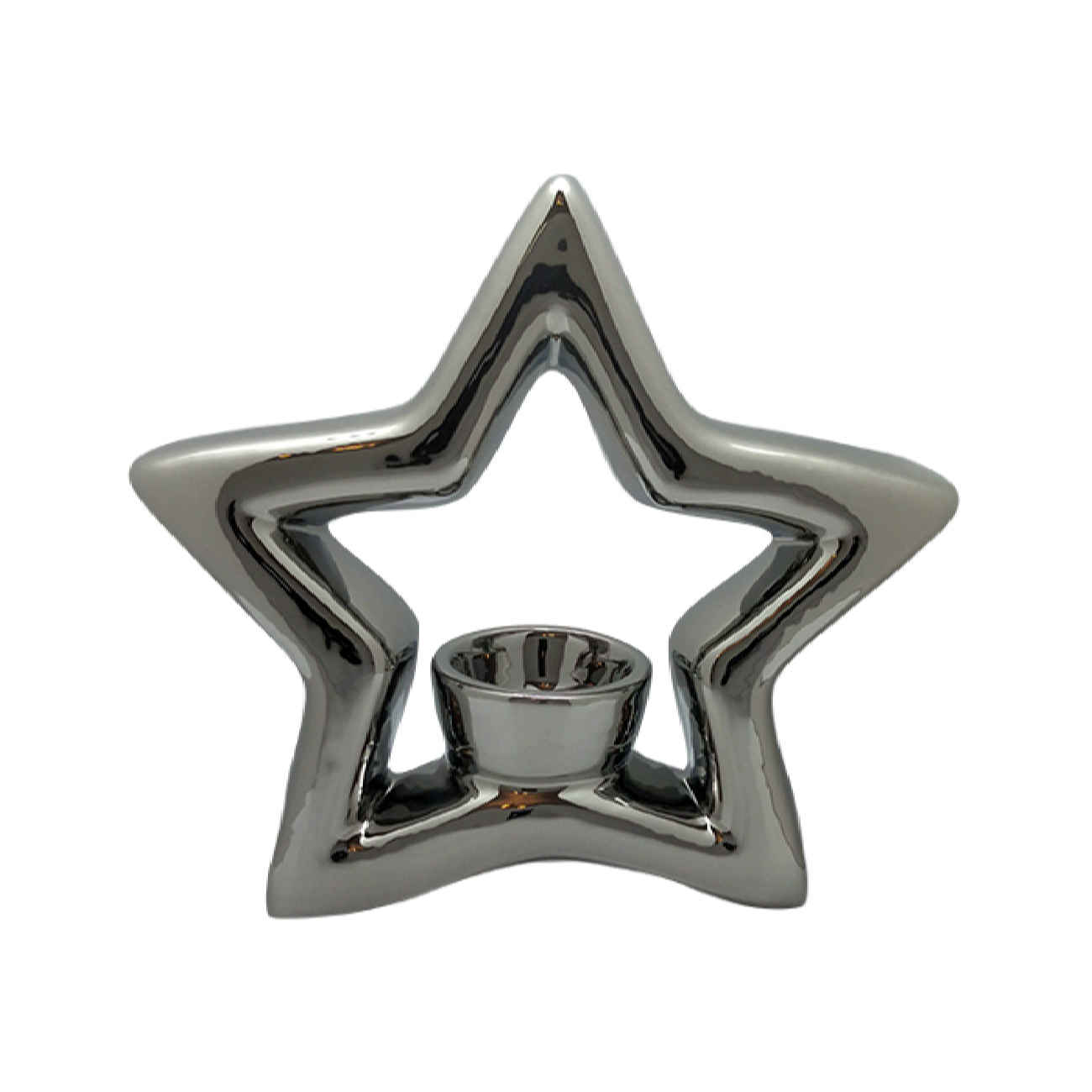 Dekorativer Kerzenhalter aus Keramikskulptur mit Stern-Design