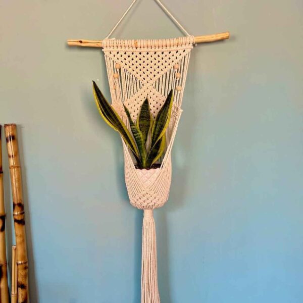 Dekorativer, eleganter Makramee-Wandbehang Wandteppich Kunst mit Vase