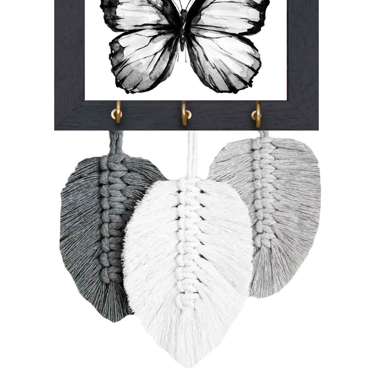 Dekorativer & handgefertigter Wand-Schlüsselhalter im Makramee-Design