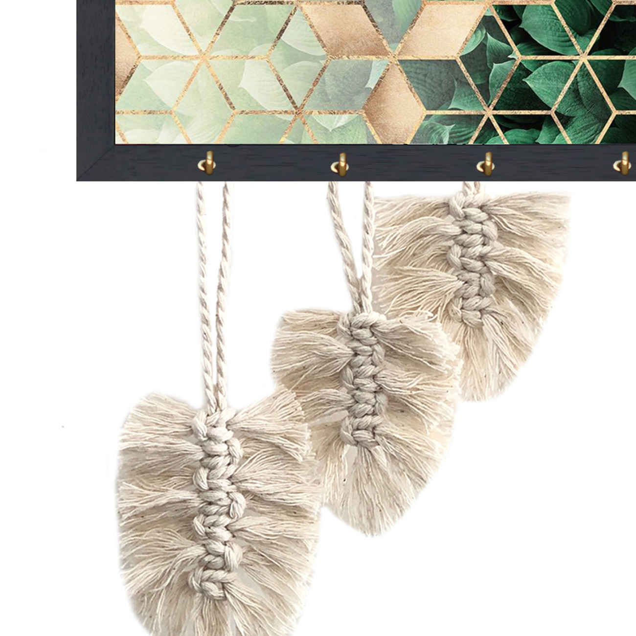 Dekorativer handgefertigter Wand-Schlüsselhalter, Modell Makramee