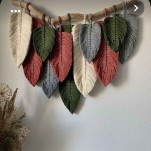 Dekorativer Makramee-Wandbehang Wandteppich Kunst mit Blattdesign