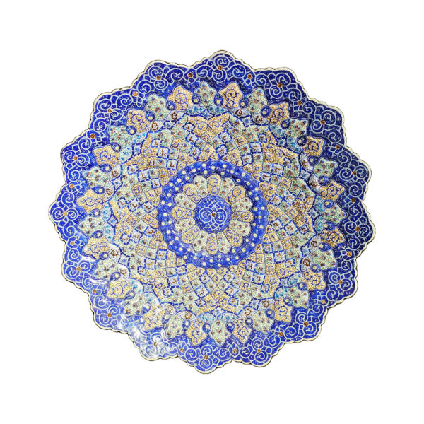 Dekorativer Minakari auf Kupferteller mit Emaillearbeit handgemalt Wanddekoration