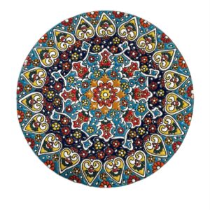 Dekorativer Keramikteller in persischer Minakari handgefertigte Wandkunst Blumen