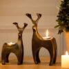 Dekorativer Kerzenhalter aus Polyester-Skulptur mit Hirsch-Design