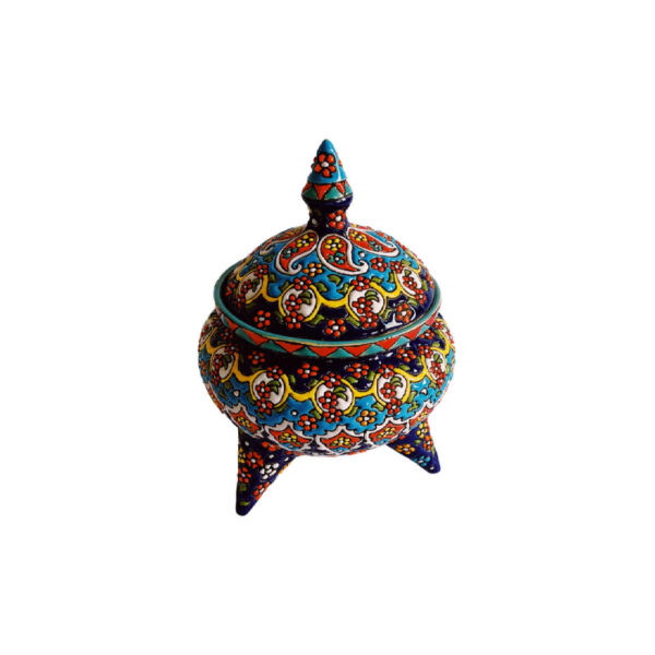 Persische Töpfer-Zuckerschale in Minakari Emailarbeit