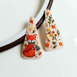Besticktes Snap-Haarspangen-Set mit Fuchs-Design Handgewebt